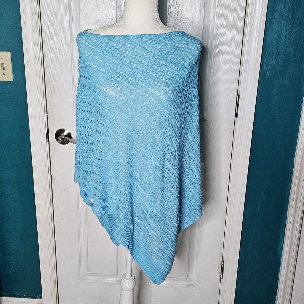 J Jill Asymmetrical Blue Sweater Cape NWOT